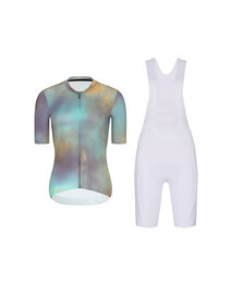 RIVANELLE Cycling short sleeve jersey and shorts - COSMA - white/purple/gold